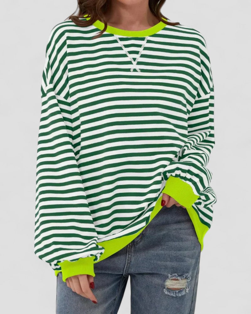 VogeLuxe | Sweat-shirt rayé oversize pour femme 6
