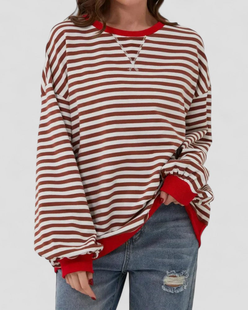 Sweat-shirt femme rayé décontracté