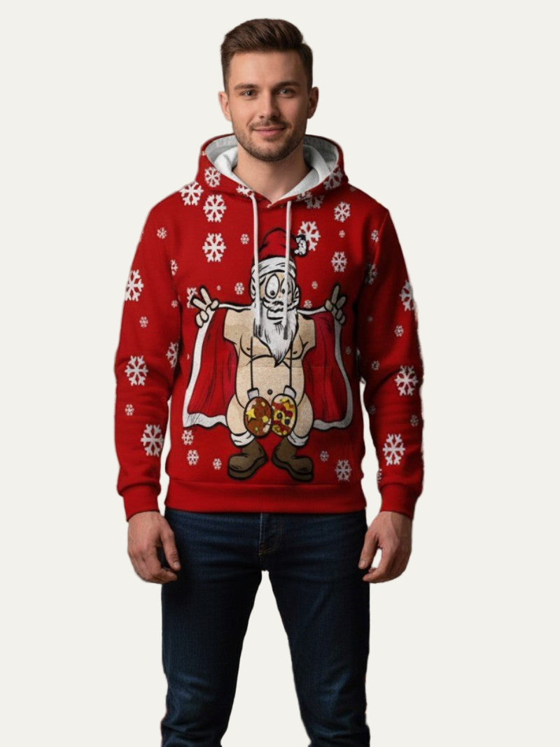 VogeLuxe | Sweat à capuche de Noël humoristique pour homme avec le Père Noël 0