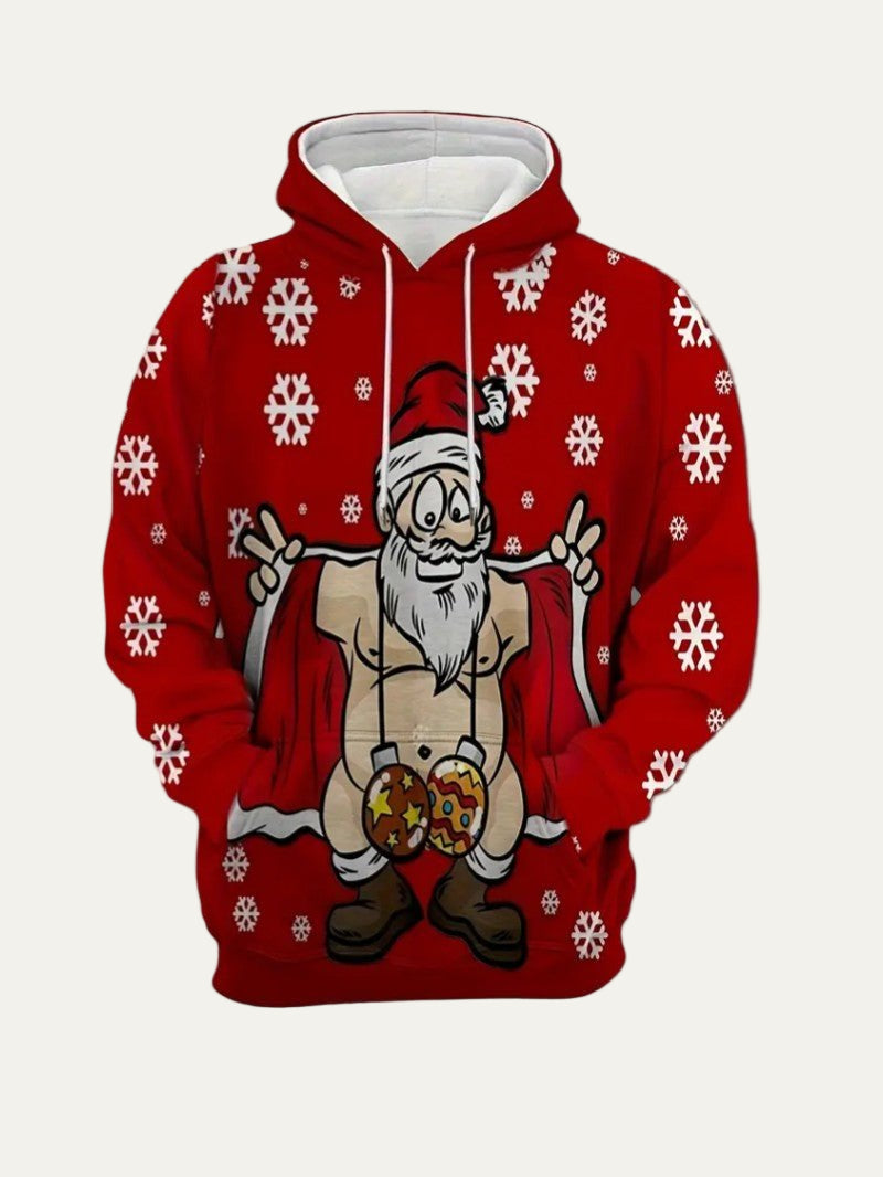 VogeLuxe | Sweat à capuche de Noël humoristique pour homme avec le Père Noël 3