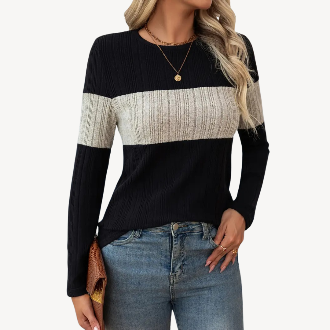 T-shirt femme manches longues rayé tendance - PanierRoyale