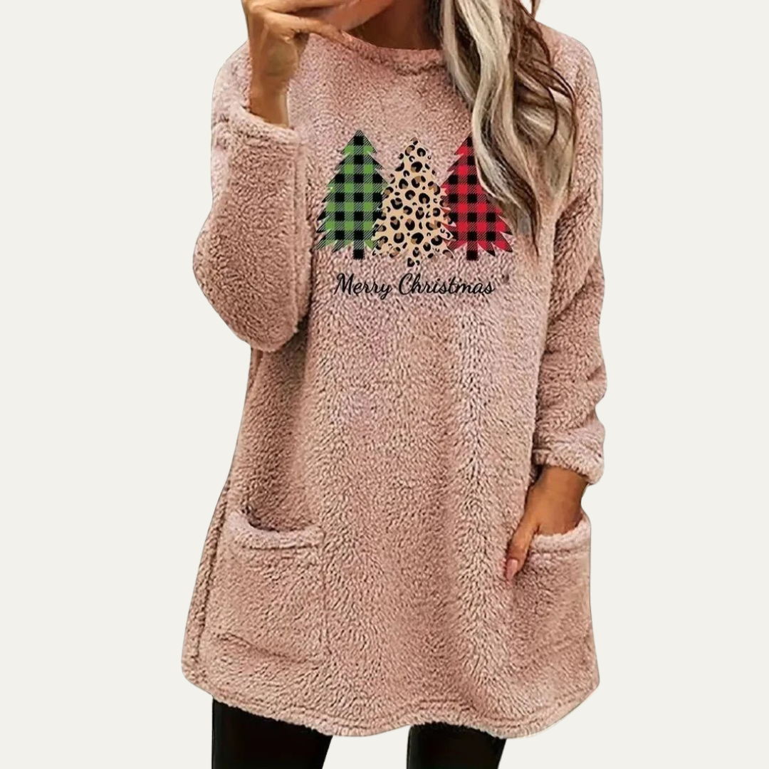 Pull en sherpa épais pour femme, motif hiver chaud et doux