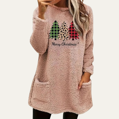 Pull en sherpa épais pour femme, motif hiver chaud et doux