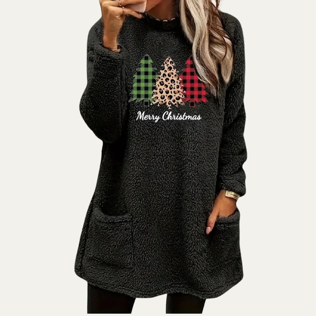 Pull en sherpa épais pour femme, motif hiver chaud et doux