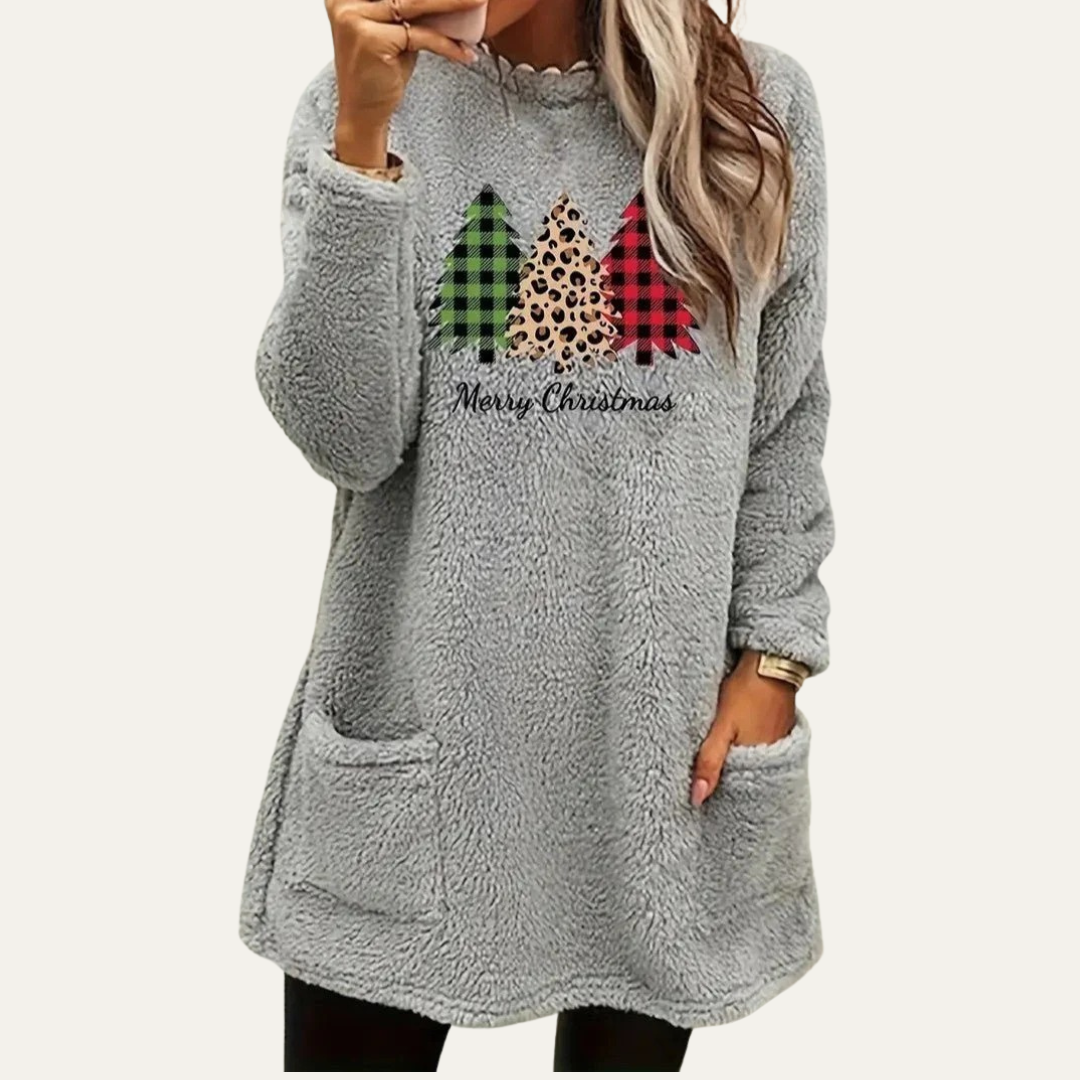 Pull en sherpa épais pour femme, motif hiver chaud et doux