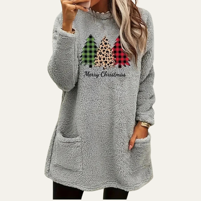 Pull en sherpa épais pour femme, motif hiver chaud et doux