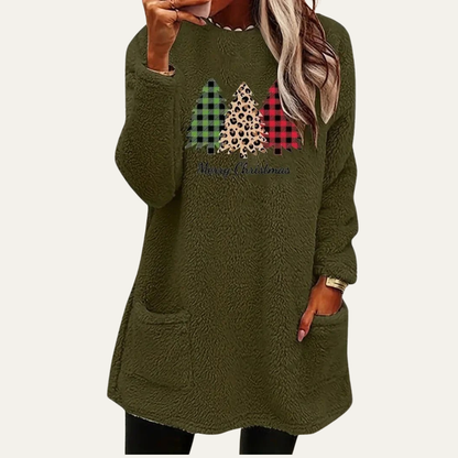 Pull en sherpa épais pour femme, motif hiver chaud et doux