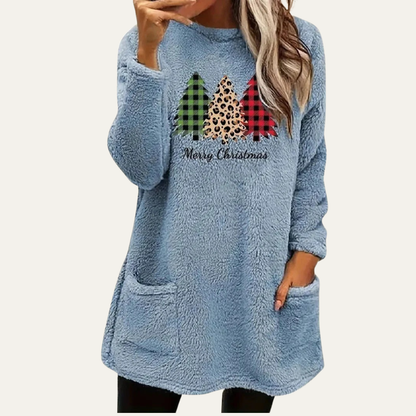 Pull en sherpa épais pour femme, motif hiver chaud et doux