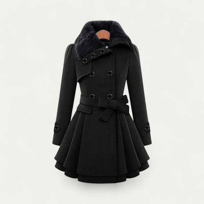 VogeLuxe | Trench-coat à col en peluche et ceinture pour femme 0