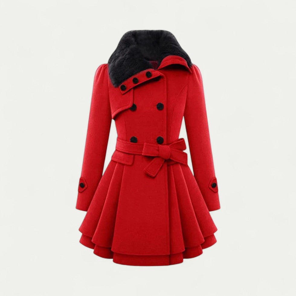 VogeLuxe | Trench-coat à col en peluche et ceinture pour femme 2