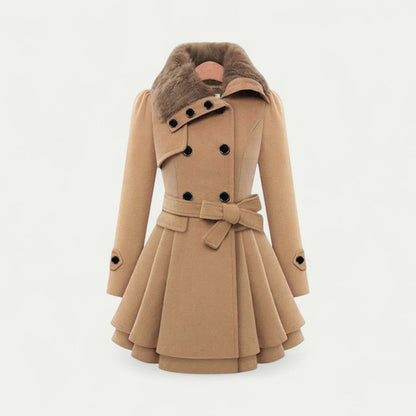 VogeLuxe | Trench-coat à col en peluche et ceinture pour femme 3