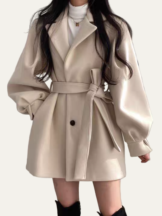 VogeLuxe | Trench-coat à manches bouffantes et ceinture pour femme 1