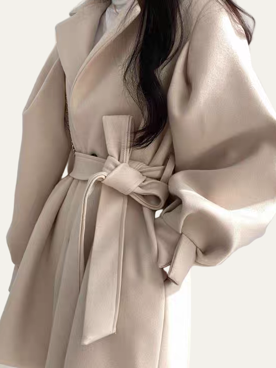 VogeLuxe | Trench-coat à manches bouffantes et ceinture pour femme 2