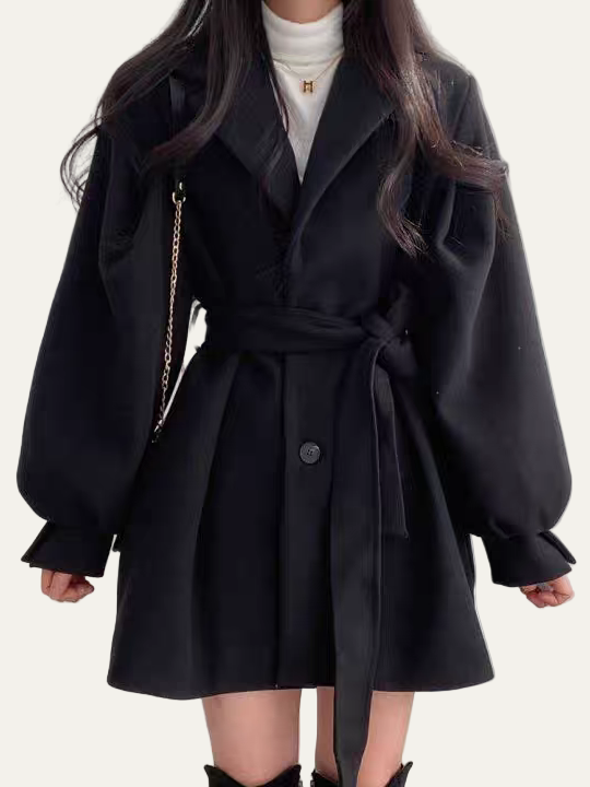 VogeLuxe | Trench-coat à manches bouffantes et ceinture pour femme 5