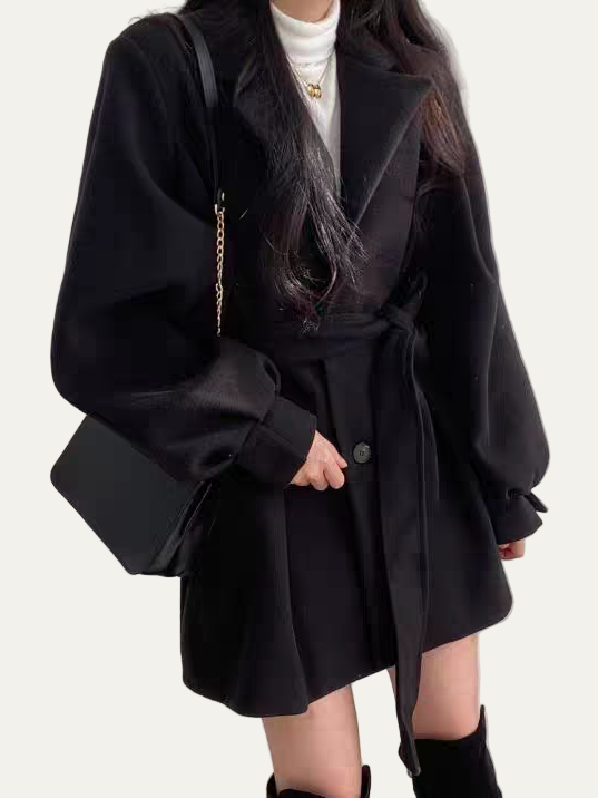 VogeLuxe | Trench-coat à manches bouffantes et ceinture pour femme 6