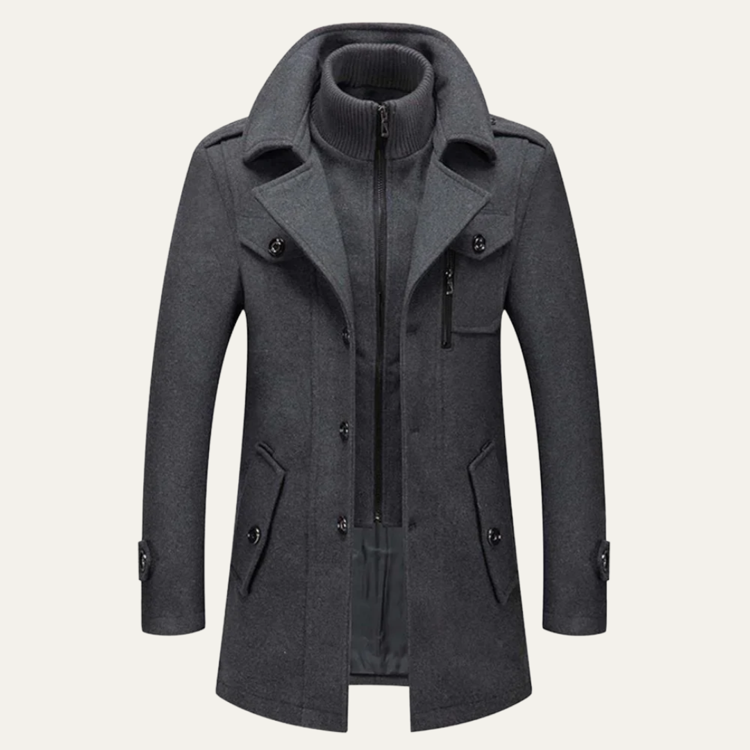 VogeLuxe | Trench-coat classique à col convertible pour homme 1