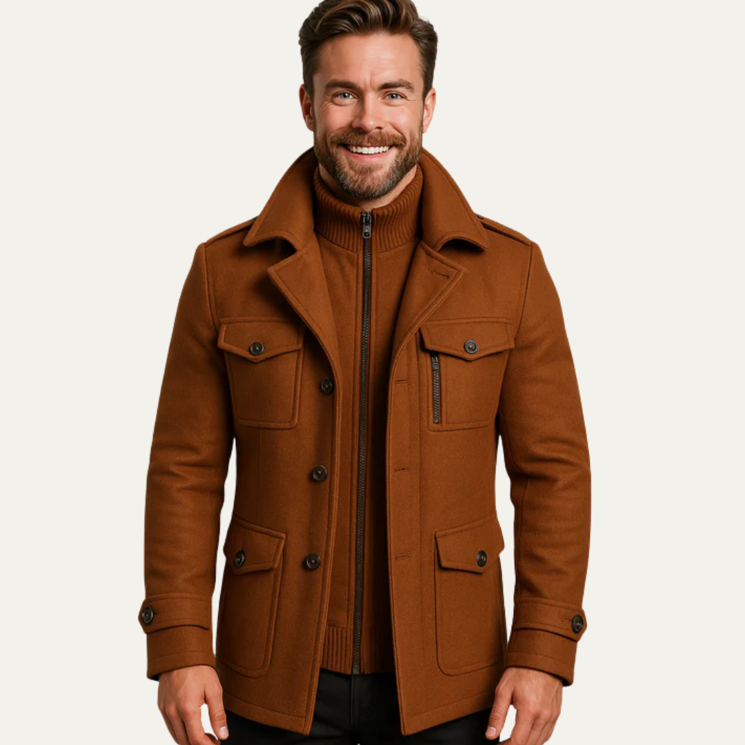 VogeLuxe | Trench-coat classique à col convertible pour homme 6