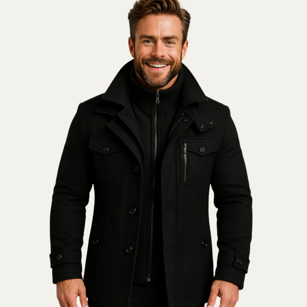 VogeLuxe | Trench-coat classique à col convertible pour homme 7