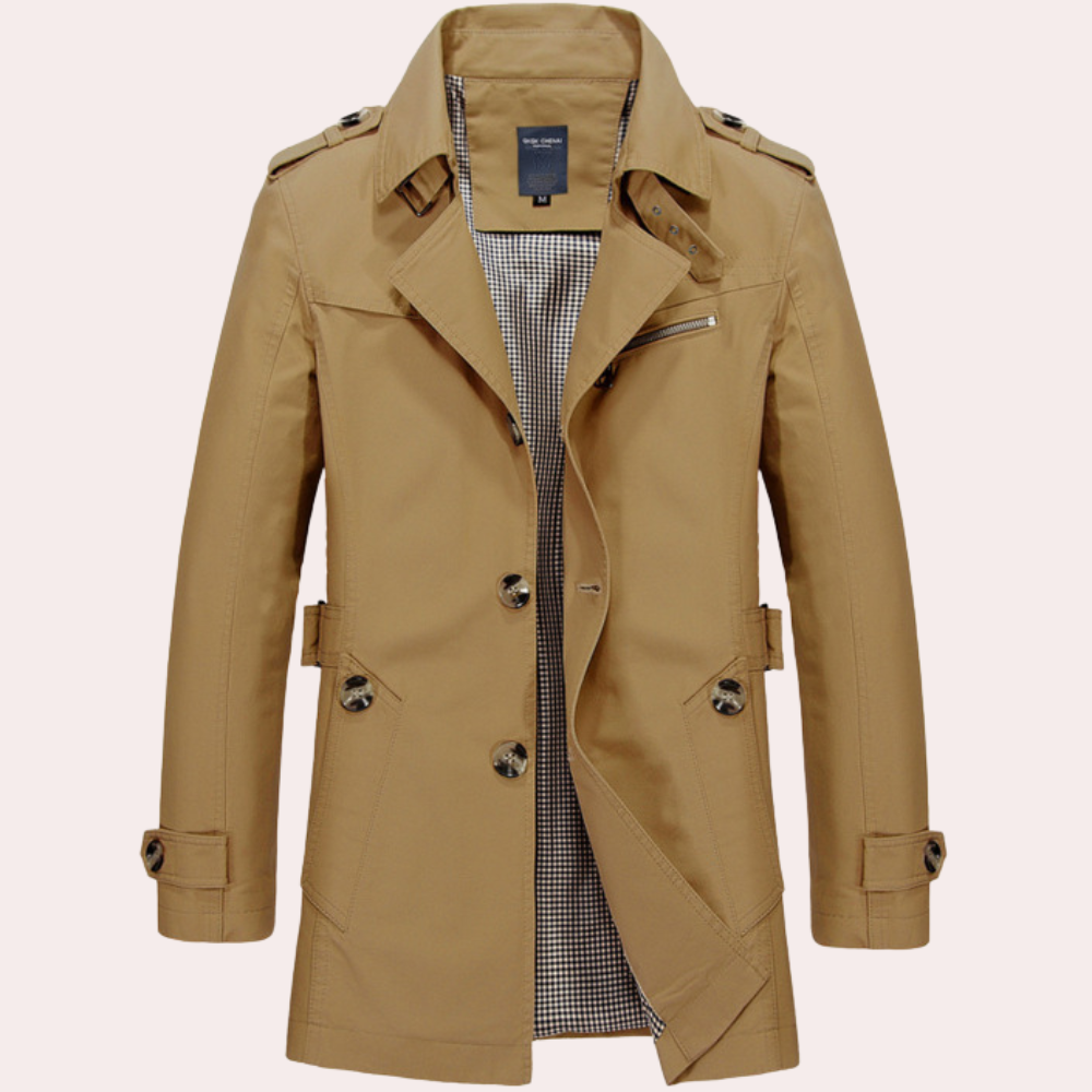 Trench-coat Homme Classique Élégant à Fermeture Éclair - PanierRoyale