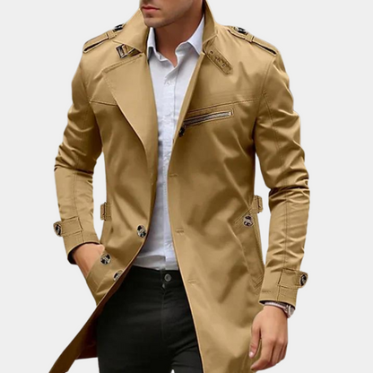 VogeLuxe | Trench-coat classique à simple boutonnage pour homme 1