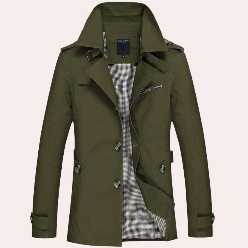 Trench-coat Homme Classique Élégant à Fermeture Éclair