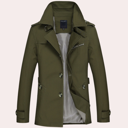 Trench-coat Homme Classique Élégant à Fermeture Éclair