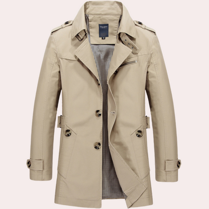 Trench-coat Homme Classique Élégant à Fermeture Éclair