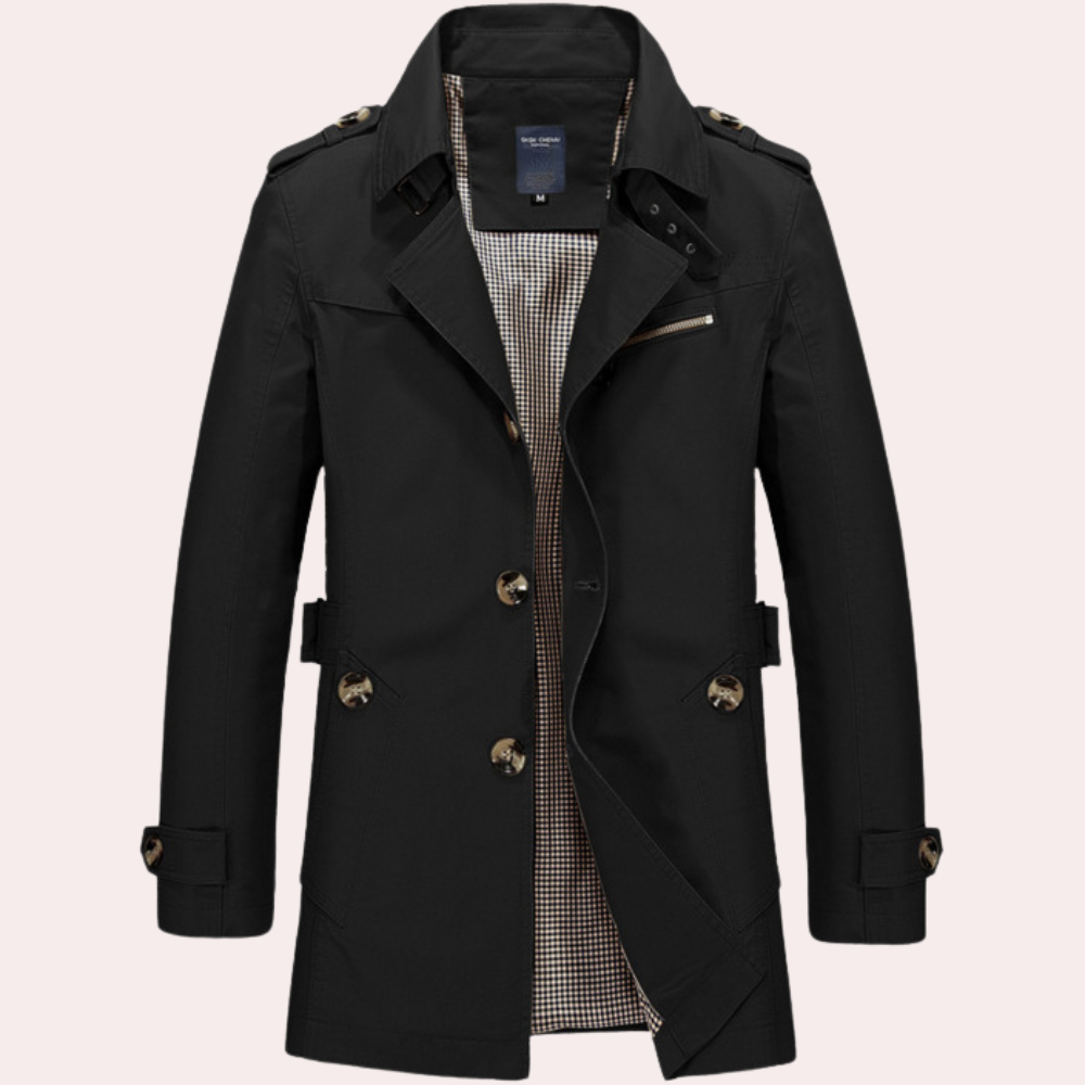 Trench-coat Homme Classique Élégant à Fermeture Éclair