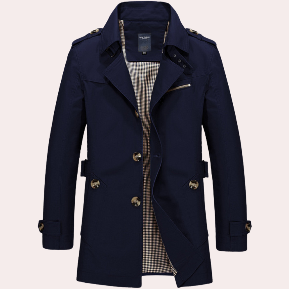 Trench-coat Homme Classique Élégant à Fermeture Éclair