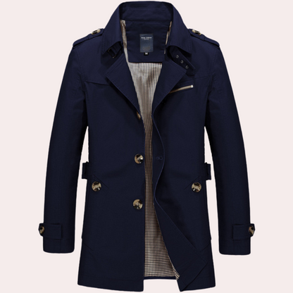 Trench-coat Homme Classique Élégant à Fermeture Éclair