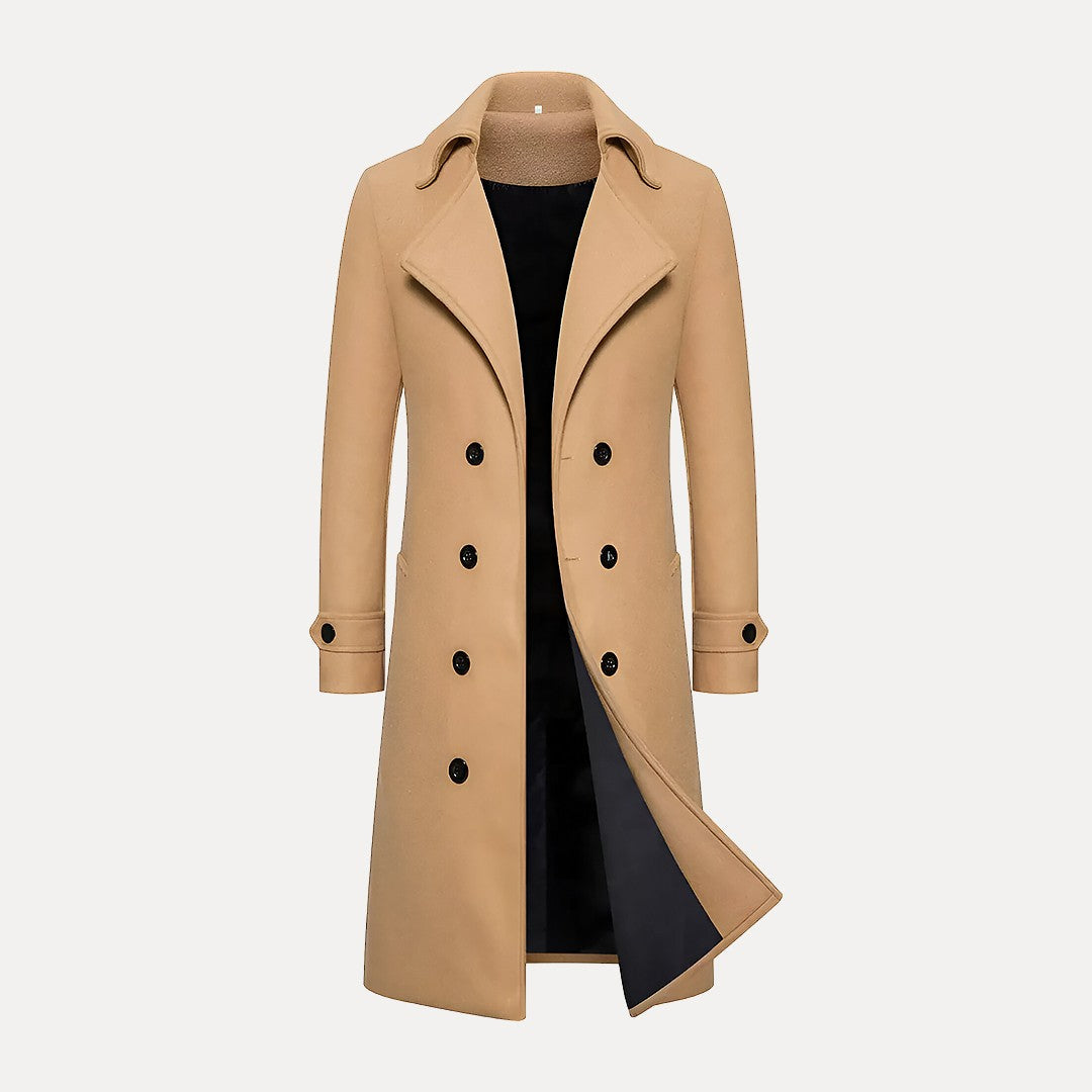 VogeLuxe | Trench-coat classique croisé en laine pour homme 0
