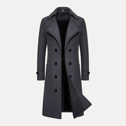 VogeLuxe | Trench-coat classique croisé en laine pour homme 4