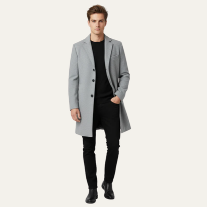 VogeLuxe | Trench-coat classique d'hiver à simple boutonnage pour homme 1