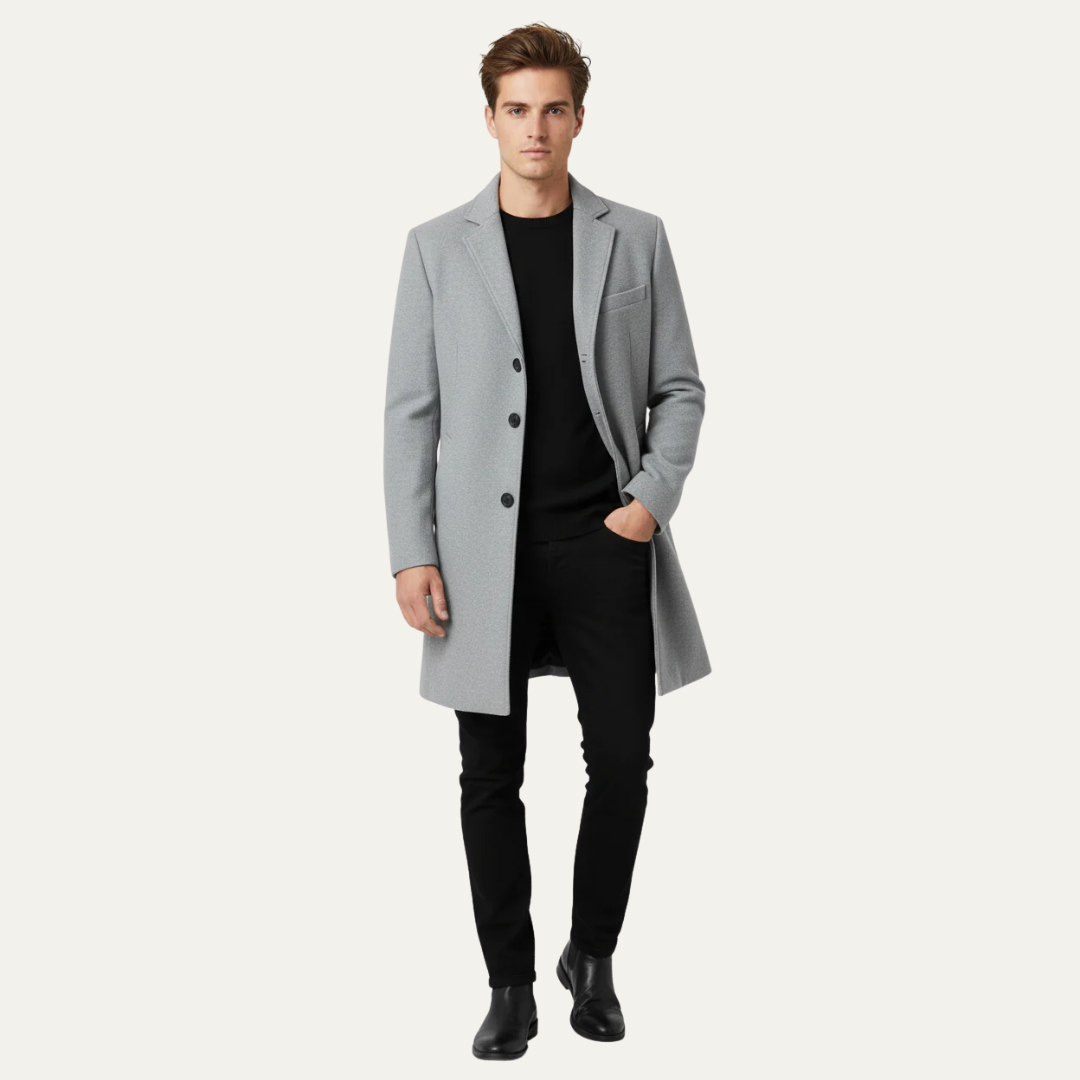 VogeLuxe | Trench-coat classique d'hiver à simple boutonnage pour homme 5