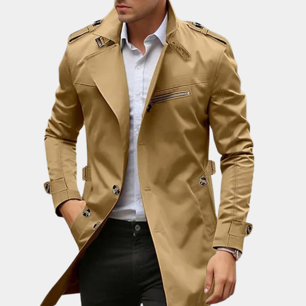 VogeLuxe | Trench-coat classique pour homme avec doublure à motifs 1