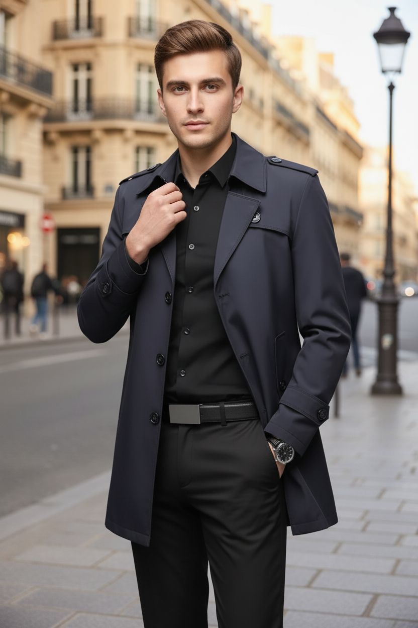 VogeLuxe | Trench-coat court classique pour homme 4