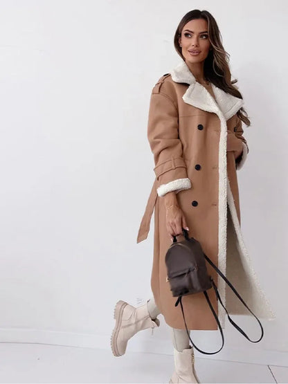VogeLuxe | Trench-coat croisé en peau lainée pour femme 4