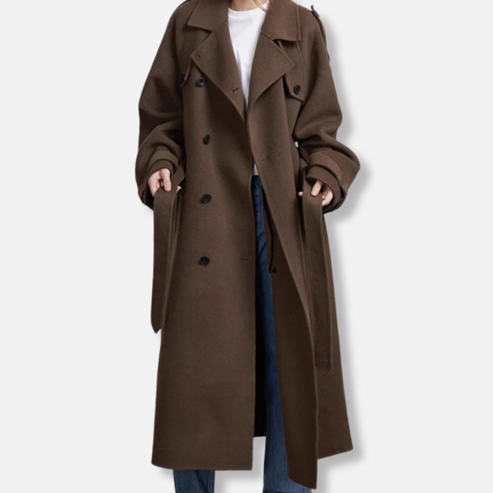 Trench maxi décontracté Double Boutonnage