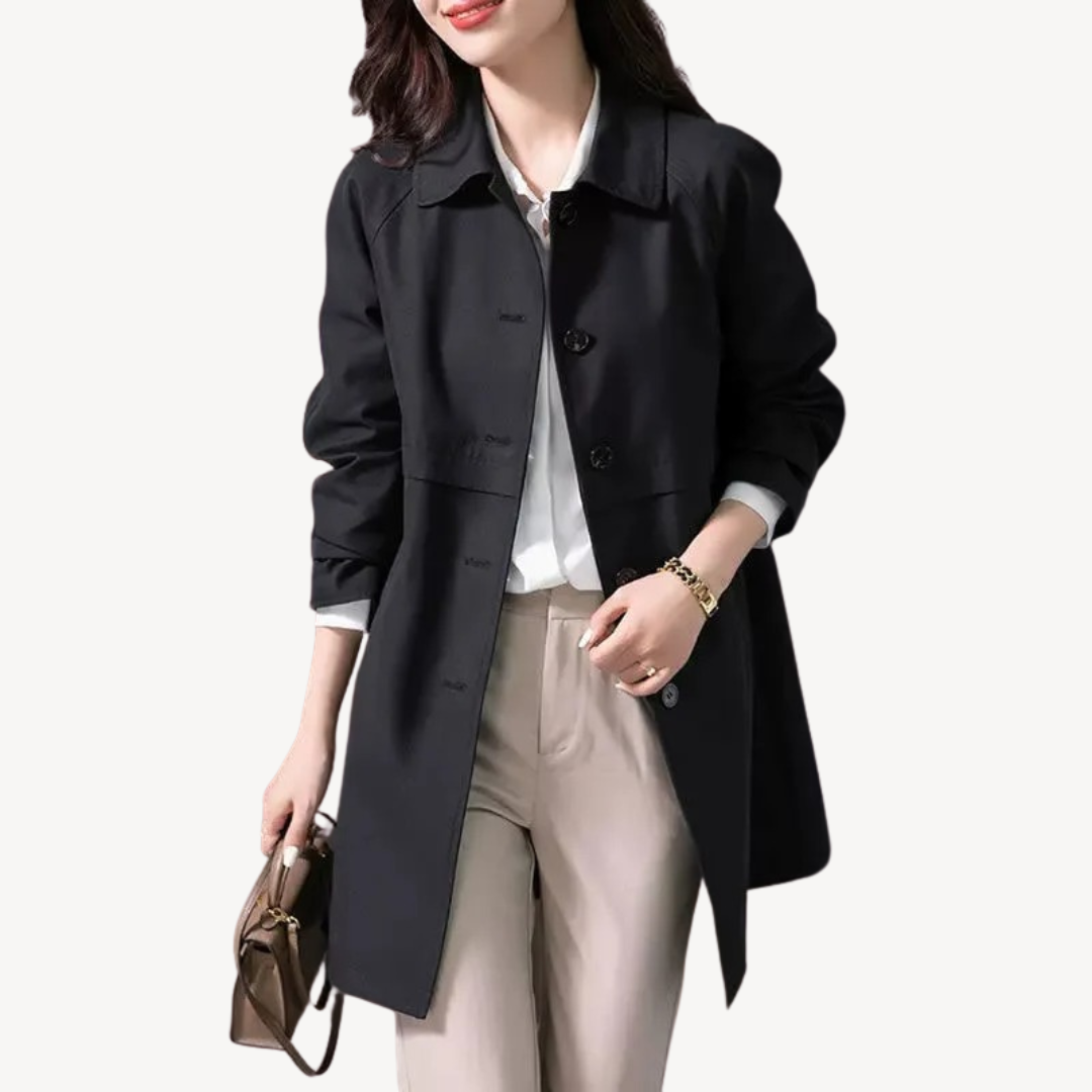 VogeLuxe | Trench-coat mi-long élégant pour femme 1