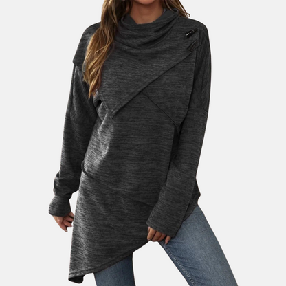 Robe asymétrique femme avec col rond élégant - PanierRoyale