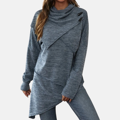 Robe asymétrique femme avec col rond élégant