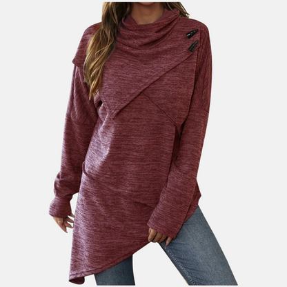 Robe asymétrique femme avec col rond élégant