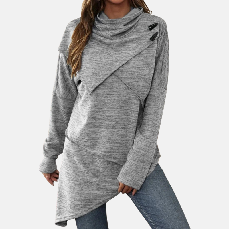 Robe asymétrique femme avec col rond élégant