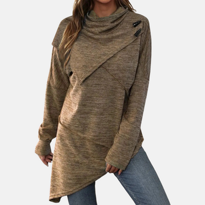 Robe asymétrique femme avec col rond élégant