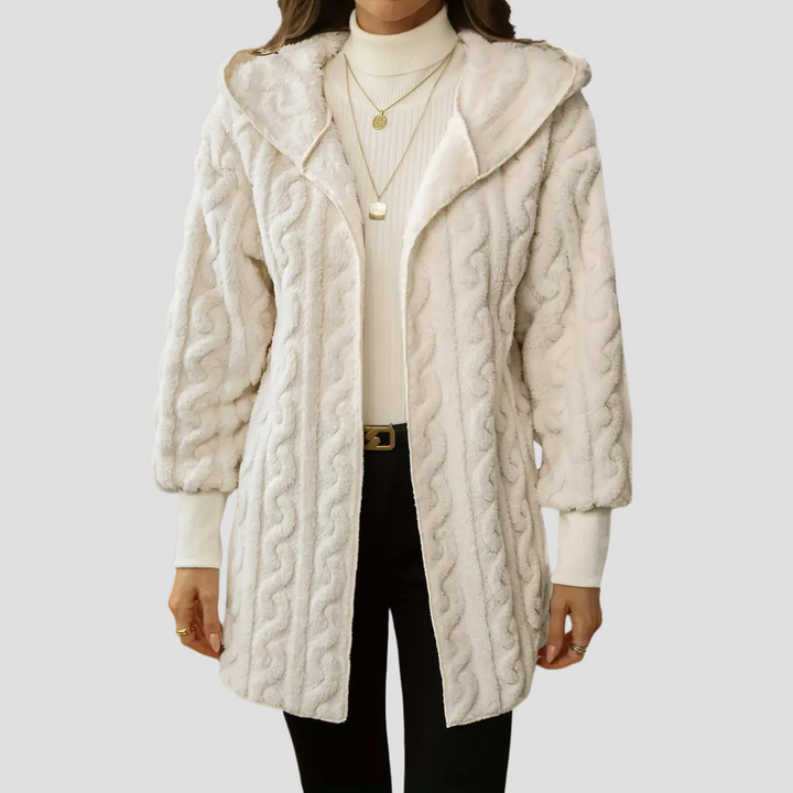Veste à capuche en fausse fourrure torsadée