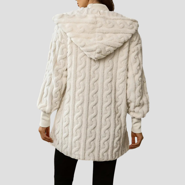 Veste à capuche en fausse fourrure torsadée - vue 3