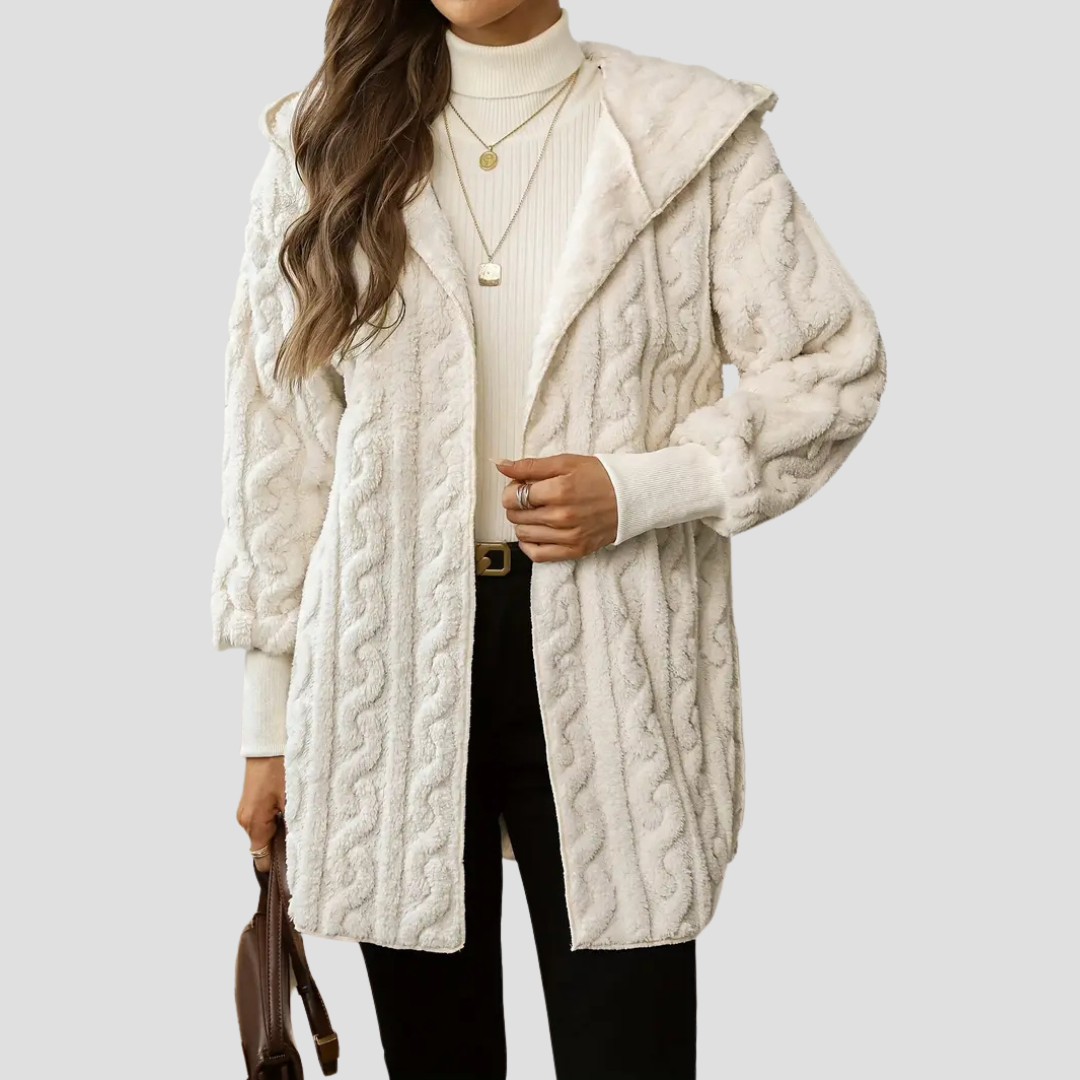 Veste à capuche en fausse fourrure torsadée - vue 4
