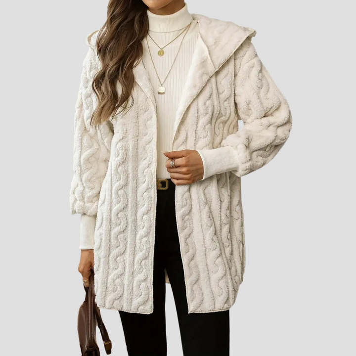 Veste à capuche en fausse fourrure torsadée - vue 4