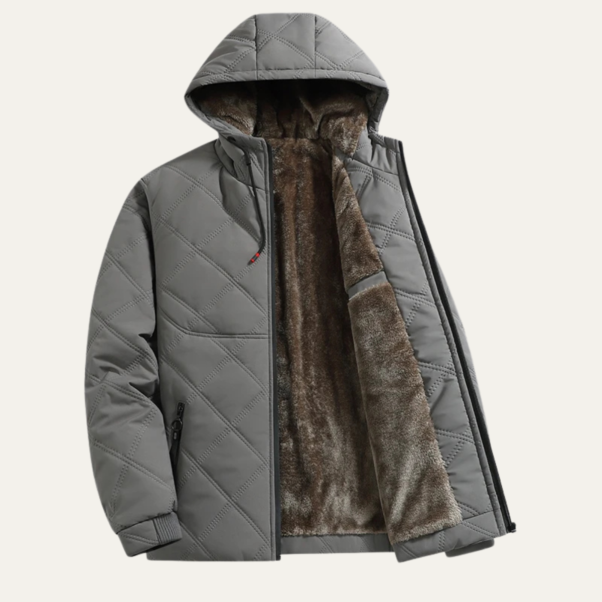 VogeLuxe | Veste à capuche matelassée en peluche pour homme 0