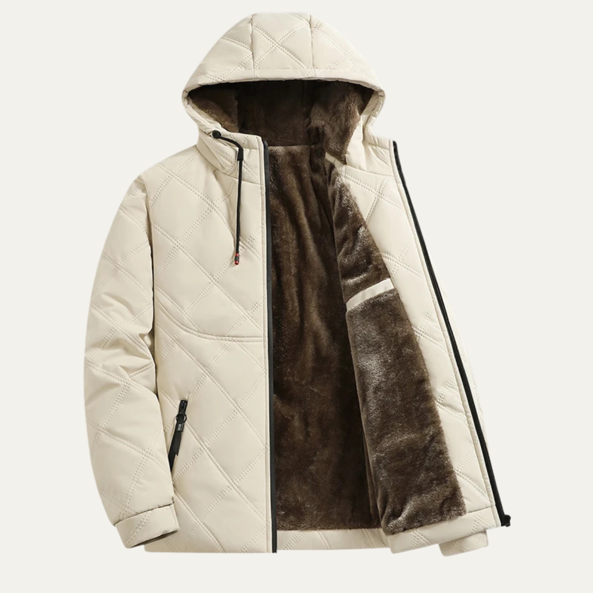 VogeLuxe | Veste à capuche matelassée en peluche pour homme 10